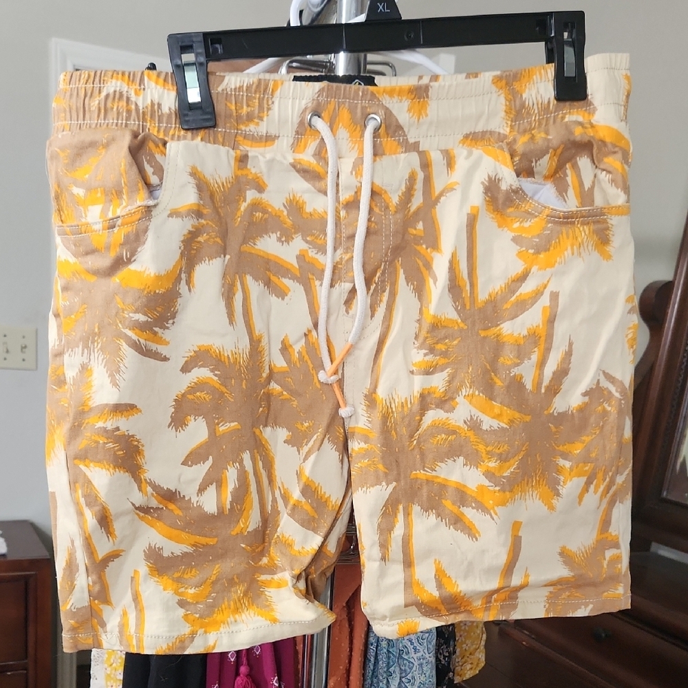 Tropical Palm Print Swim Shorts